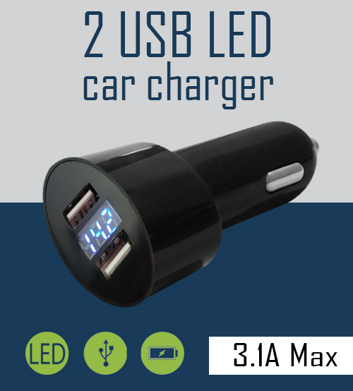 Casten Dual USB Ports With LED Car Charger 3.1A Max
